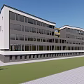 Modern White Multi Storey Building With Gray And Wooden Facade Elements 3d model