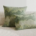 Square Area Rug With Green Light Green Mountain Wave Pattern On Wooden Floor With Sofa