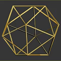 Elegant Golden Geometric Decorative Furniture Sculpture With Polyhedron Metal Wireframe Design