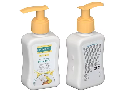 CabbageTree Massage Oil In White Bottles With Yellow Pumps And Labels 3d model