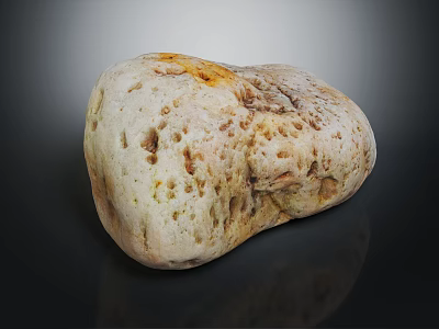Natural Raw Decorative Stone With Grayish White Brown Porous Surface Texture And Natural Patterns 3d model