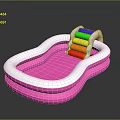 Inflatable Pink Swimming Pool With Colorful Slide Kids Play Equipment