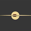 Traditional Decorative Weapon with Golden Fan Shaped Head and Red Gemstone on Long Wooden Handle