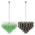 Red Black White Crystal Chandeliers With Tiered Cylindrical Design And Modern Style