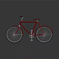 Red Classic Bicycle With Brown Seat And Silver Wheels On Gray Background