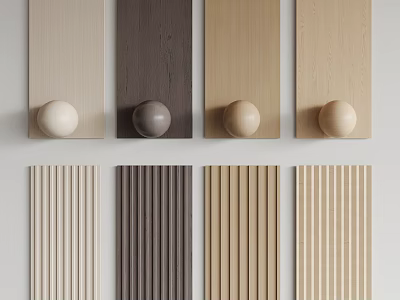 Different Wood Grain Wall Panels In Various Colors With Vertical Striped Textures 3d model
