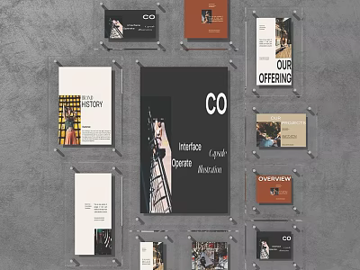 Creative Photo Wall With Various Design Cards Text Images And Layouts 3d model