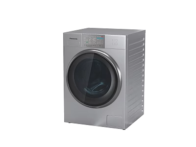 Panasonic Silver Front Loading Washing Machine With Control Panel And Transparent Door 3d model