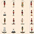 Nutcracker and Character Dolls Displayed on Circular Shelf for Home Decor 3d model