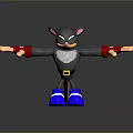 Gray Cartoon Character With Red Arm Bands Blue Shoes And Open Arms Pose