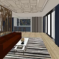 Hotel Public Lounge Area Modern Design With Comfortable Sofas Armchairs And Large Windows 3d model