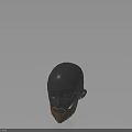 Realistic Black Head Model With Facial Organs And Brown Beard Hair