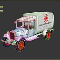 Vintage White Ambulance With Red Cross And Lifesaving Signage On Body