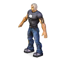 Muscular Male Character Wearing Skull T-Shirt Ripped Jeans And Tattoo Standing