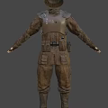 Military Style Brown Clothing with Hat Multiple Pockets and Tactical Gear for Outdoor Use