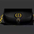 Elegant Black Leather Bag With Golden Buckle And Brand Logo Design