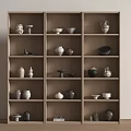 Ceramic Vessels Including Bowls Jars And Vases Displayed On Wooden Shelf