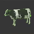 3D Rendered Black And White Cow Standing On Dark Background With Reflection