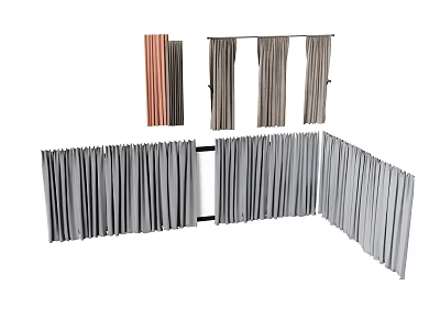 Various Colored Fabric Curtains In Different Styles For Home Decor 3d model