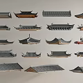 Collection of Traditional Chinese Roof Components Featuring Various Architectural Styles