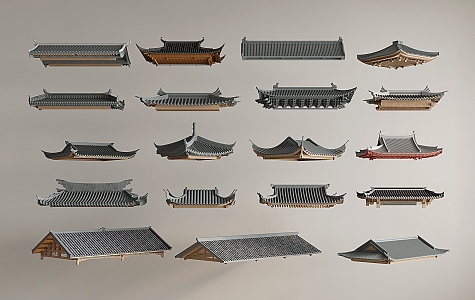 Chinese Eaves Ancient Building Roof Cornice Line Tiles Cornice Eaves Roof Ridge 3d model