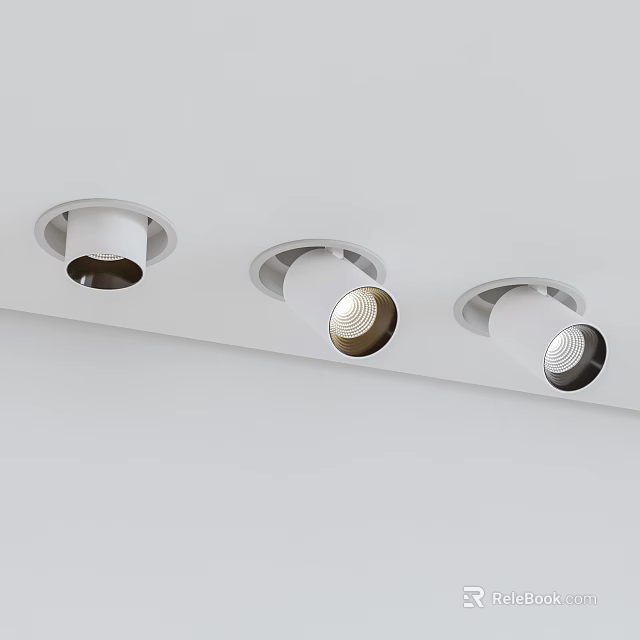 Modern Downlights And Spotlights Ceiling Mounted With White Finish And Adjustable Heads 3d model 