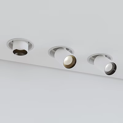 Modern Downlights And Spotlights Ceiling Mounted With White Finish And Adjustable Heads 3d model