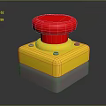 Emergency Stop Safety Device With Red Top Button Yellow Base Gray Section And Metal Screws