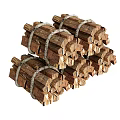 Classic Wooden Building Blocks Tied With Ropes And Stacked In Pile