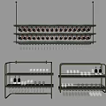Modern Metal Wine Glass And Bottle Storage Racks With Hanging Multi Layer Design
