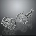 White Classic Horse Drawn Carriage Model Featuring Large Wheels And Standing Horse
