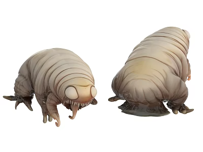 Two Giant Isopod Marine Creatures With Segmented Bodies And Multiple Legs 3d model