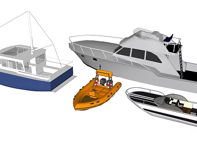 Variety Of Yachts And Boats In 3D Rendering 3d model
