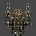 Futuristic Mechanical Weapon With Glowing Yellow Lights And Heavy Armor 3d model