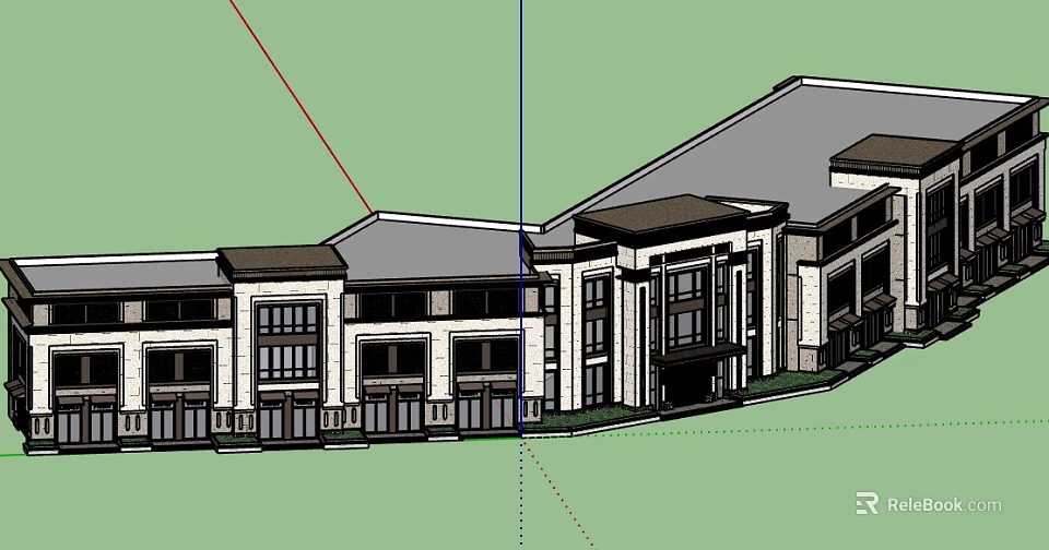 Modern Multi Story Building Exterior Design With Windows And Roof Features 3d model 