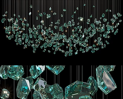 Stunning Crystal Chandelier With Hanging Faceted Crystal Pendants For Modern Interior 3d model