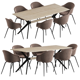 Modern Dining Table and Chair Dining Chair Square Dining Table Single Chair Leisure Chair Office Table and Chair 3d model