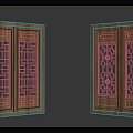 Traditional Wooden Chinese Window Panels With Intricate Carved Lattice Patterns