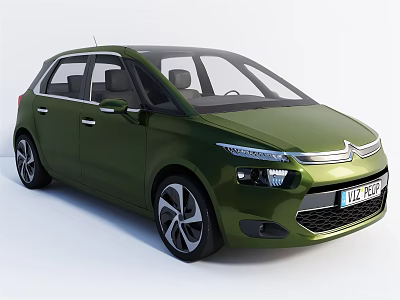 Green Citroen Compact MPV With Modern Front Design LED Headlights And Stylish Alloy Wheels 3d model