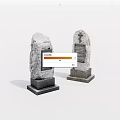 Gray Stone Monuments Featuring Square Bases And Black Inscribed Plaques 3d model