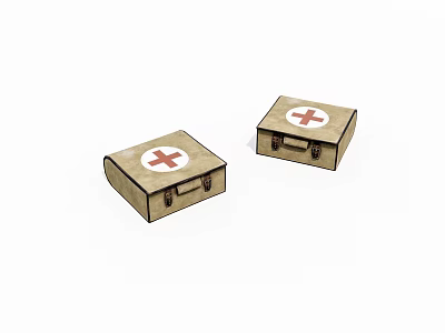 Portable Brown First Aid Kits With Red Cross Symbols For Emergency Preparedness 3d model