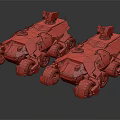 Heavy Duty Armored Utility Vehicles With Gray And Sand Exteriors And Top Mounted Gear