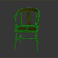 Traditional Red Wooden Chair With Armrests And Carved Back Design
