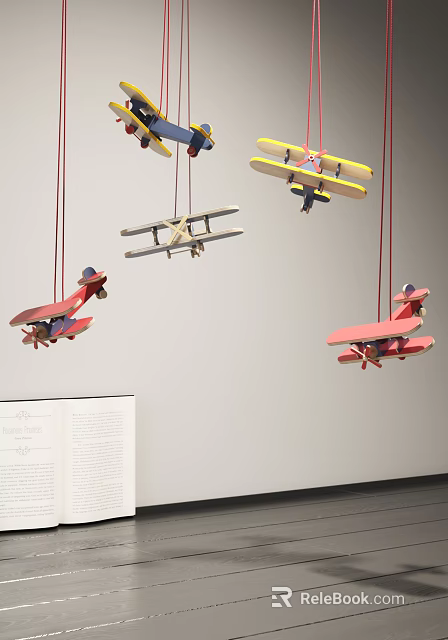 Colorful Hanging Airplane Model Decorations with Red Yellow Designs for Room Decoration 3d model 