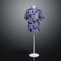 Stylish Blue Shirt With White Floral Pattern On White Mannequin Stand