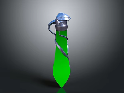 Mythical Weapon With Green Blade Silver Hilt Dragon Head And Coiled Design 3d model