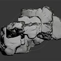 Snow Covered Natural Stone Rock Formation With Rugged Texture On Reflective Surface 3d model