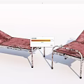 Two Rustic Single Beds With Metal Frames And Red Mattresses