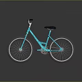 Light Blue Bicycle Featuring Black Seat Handlebars and Gray Wheels 3d model