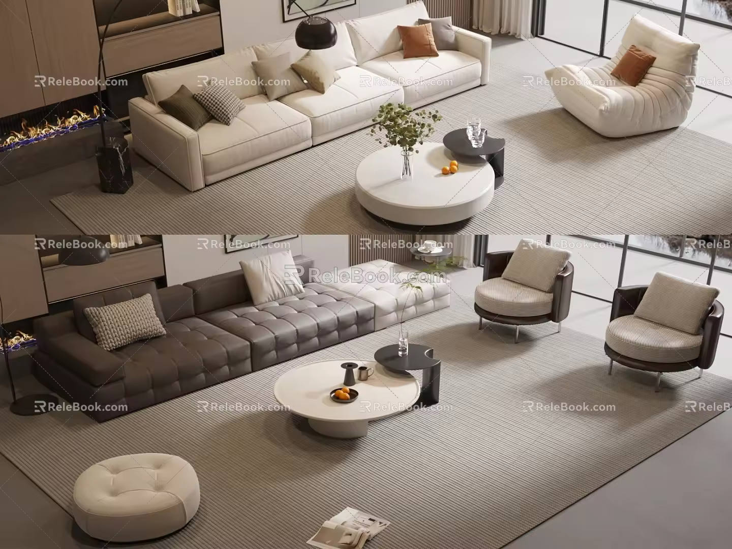 Modern sofa coffee table combination 3d model